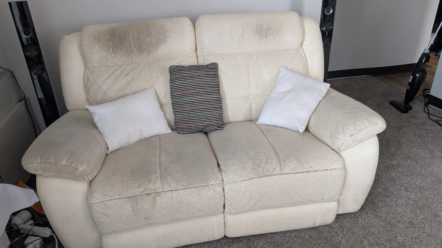Cream White Two-Seater Reclining Loveseat - photo 3