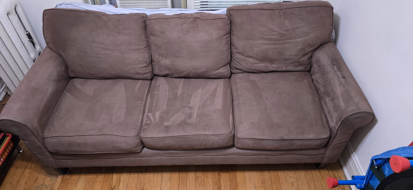 Three-Seater Brown Suede Sofa
