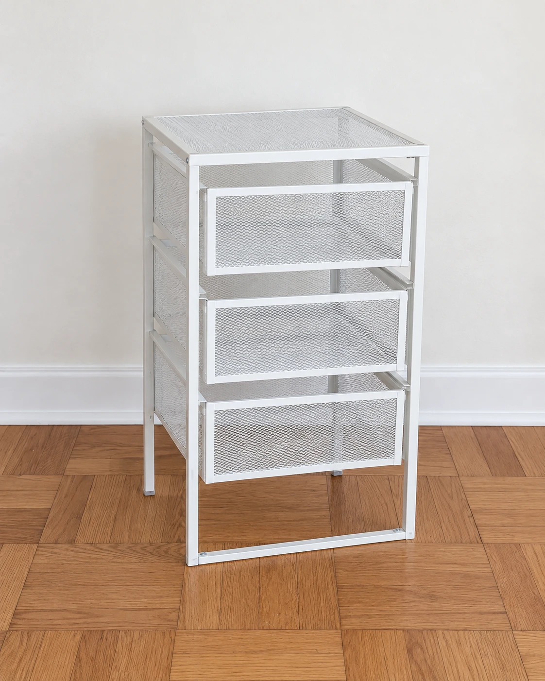 White 3-Drawer Mesh Storage Cart
