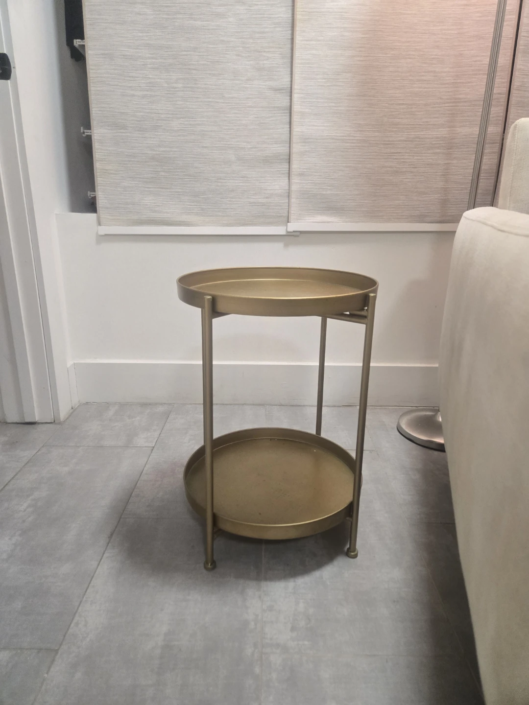 Gold Round Two-Tier Side Table