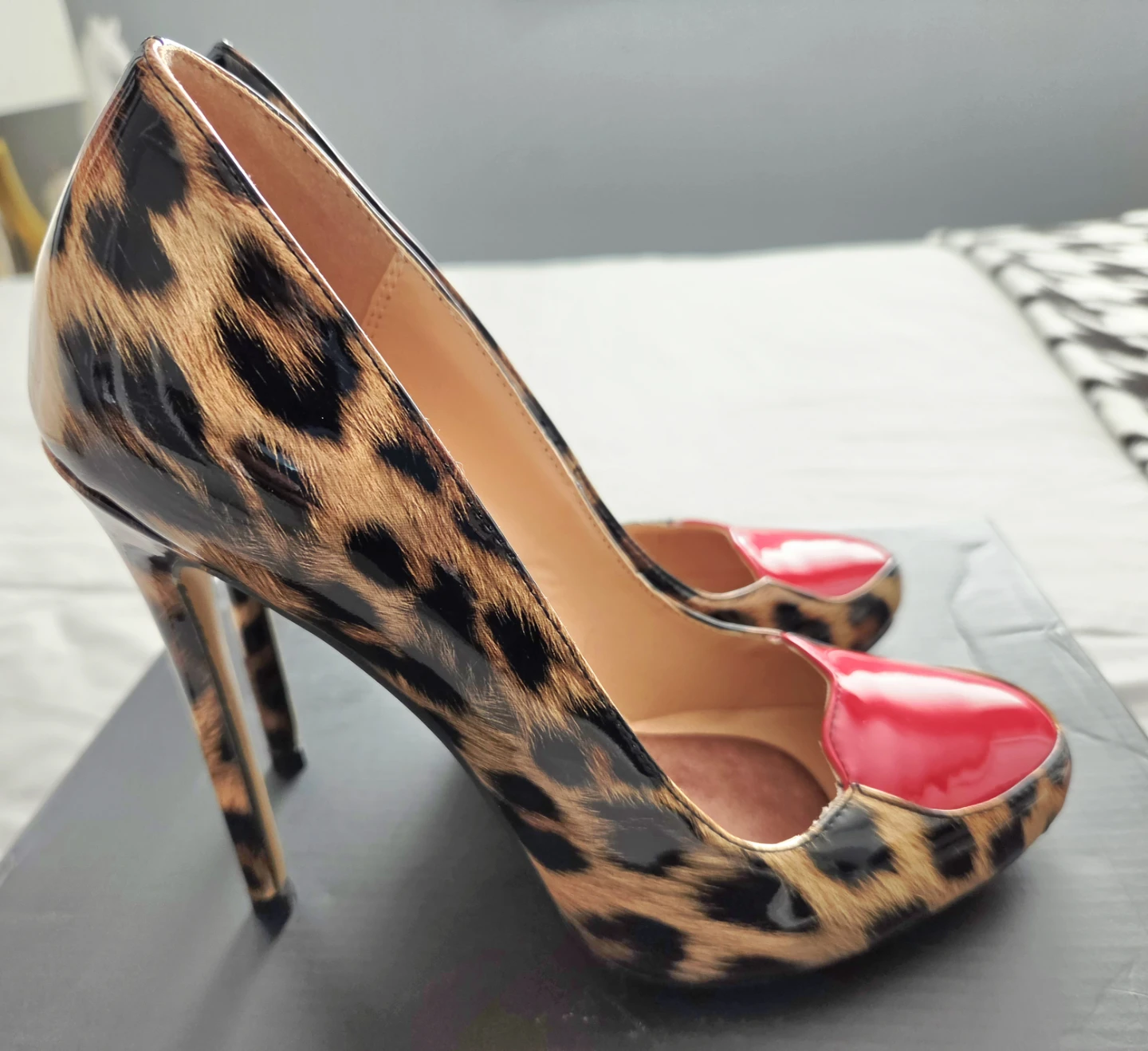 Leopard Print Stilettos with Red Heart Accents - photo 2