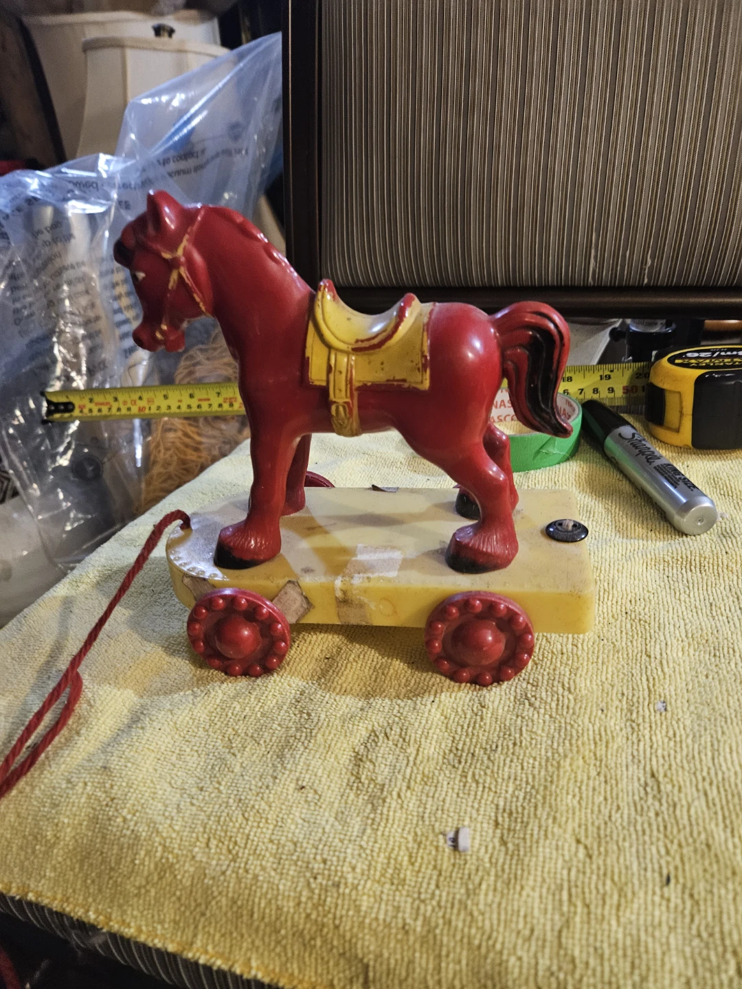 Vintage Red Pull Toy Horse - photo 2
