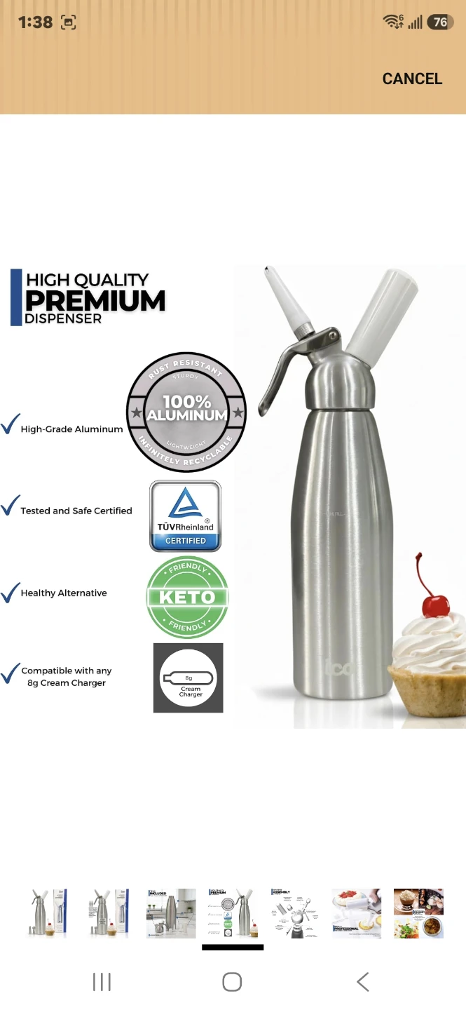 ICO Professional Whipped Cream Dispenser 1L - photo 3