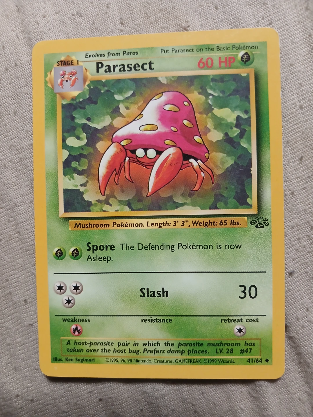 Parasect  41/64 1999 Pokémon Card