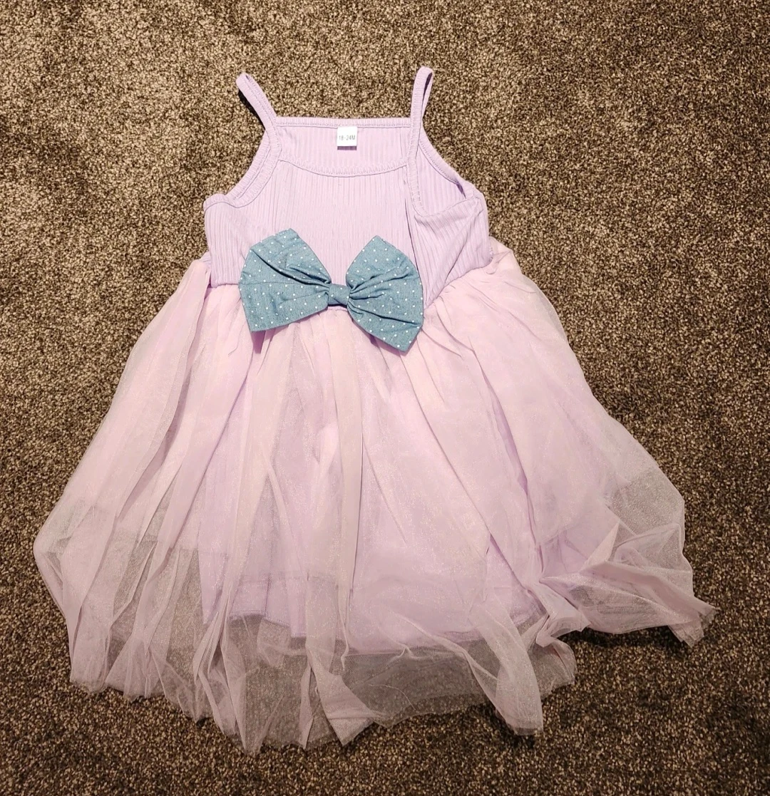 Toddler Girl Purple Dress with Denim Butterfly Bolero 🏈 - photo 5