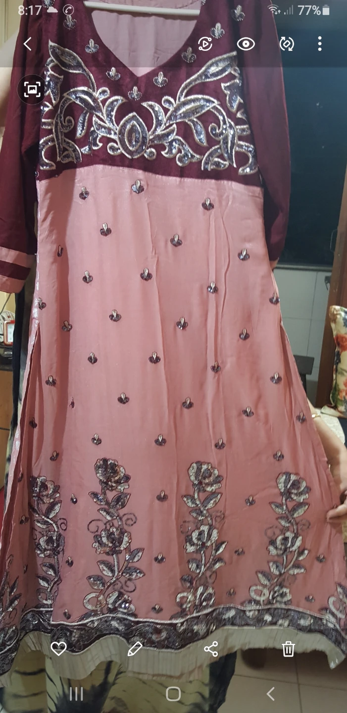 Embroidered Pink and Maroon Kurta Set - photo 2