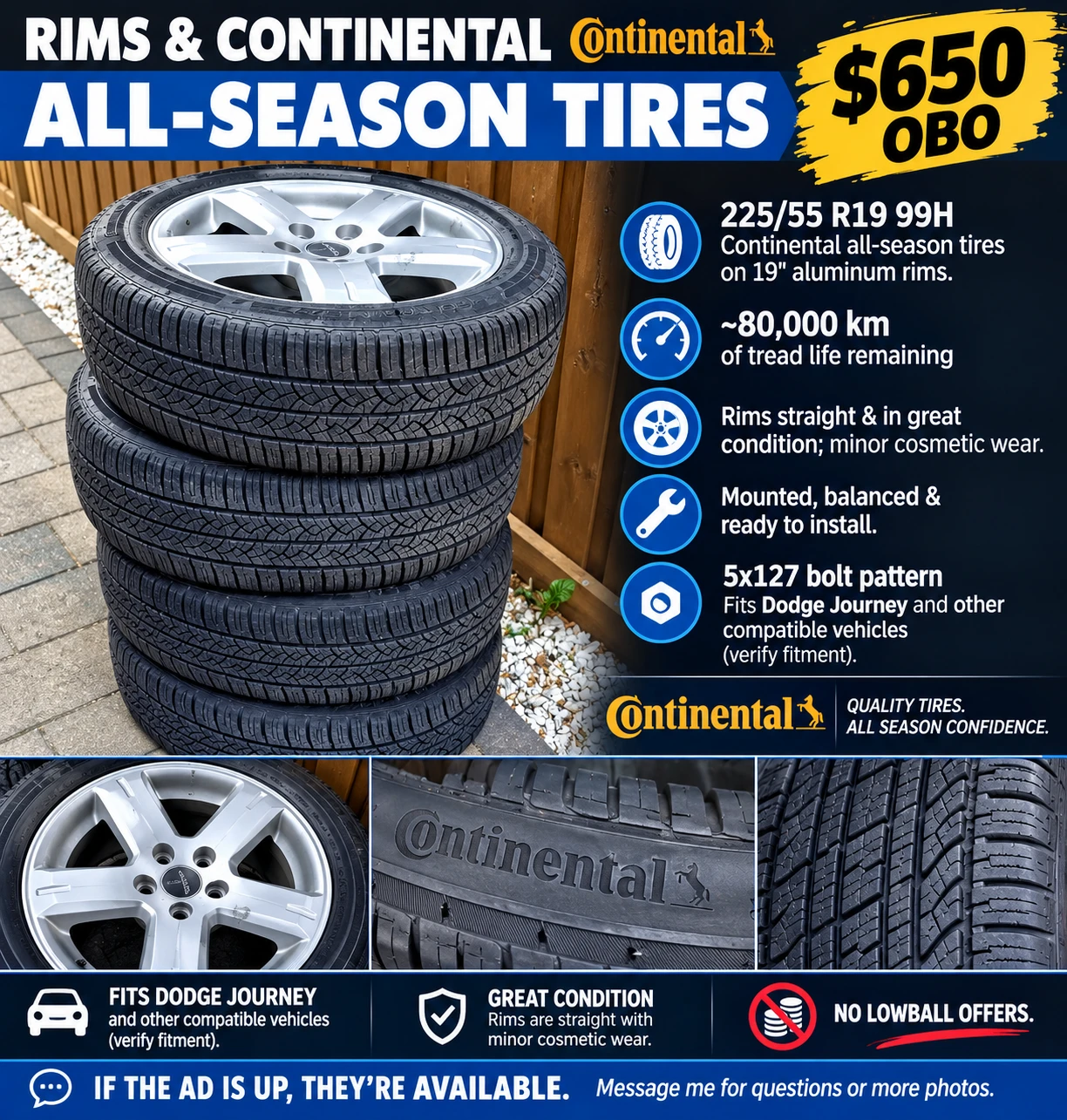 All-Season Tires 225/55 R19 99H + 19" Alum.Rims