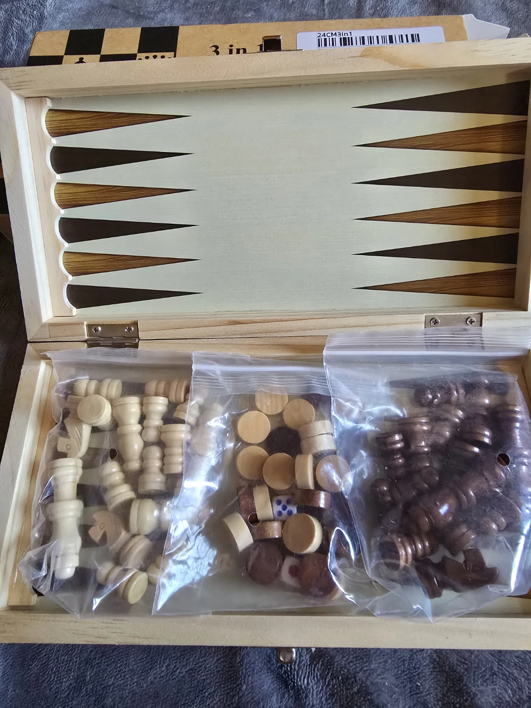 3-in-1 Wooden Chess, Checkers, and Backgammon Set - photo 2