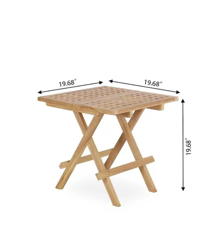 2-Piece Patio  Table Square Slatted Tabletop Portable Picnic - photo 2