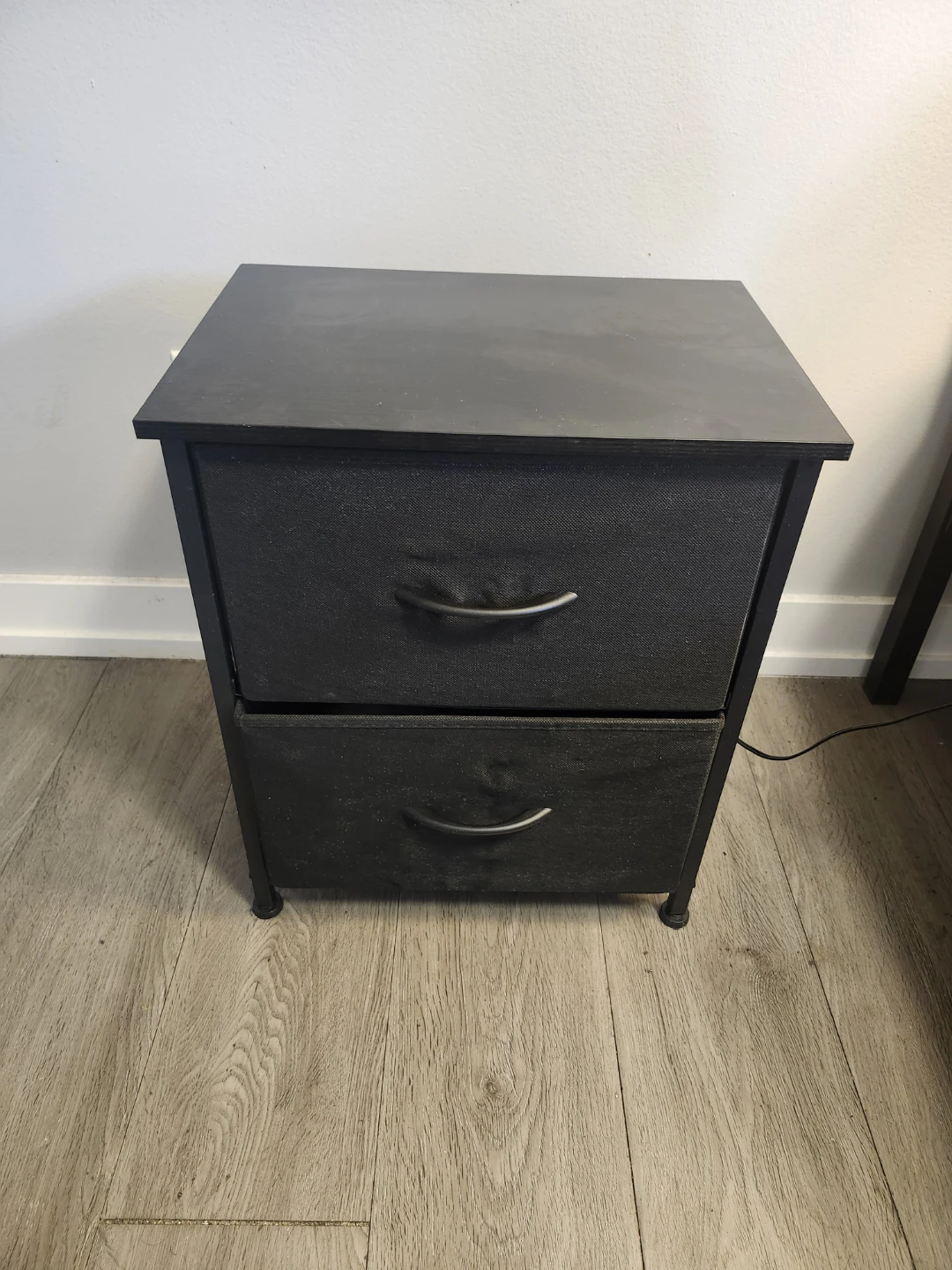 Black 2-Drawer Nightstand