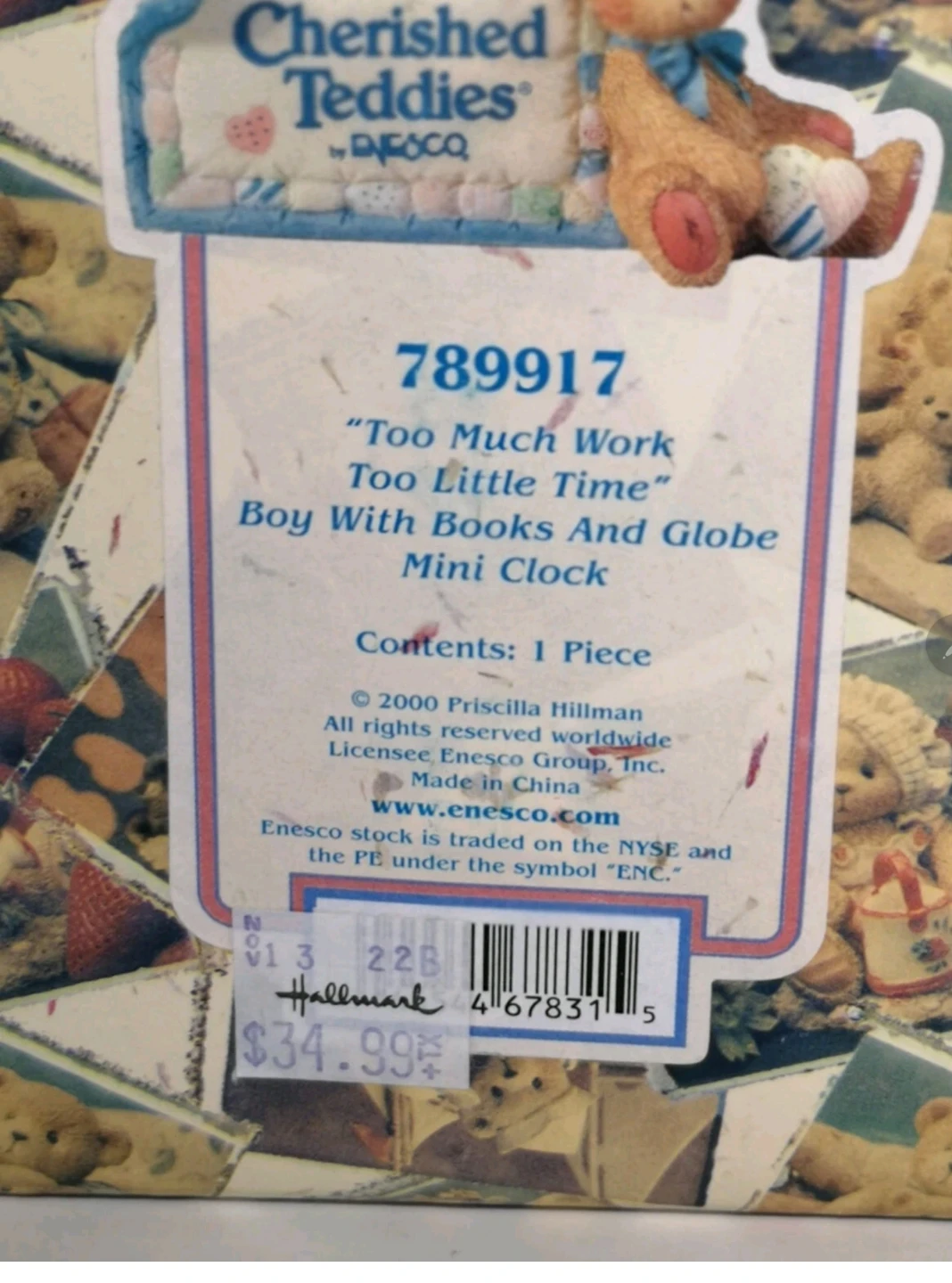Cherished Teddies Too Much Work Too Little Time Mini Clock - photo 5