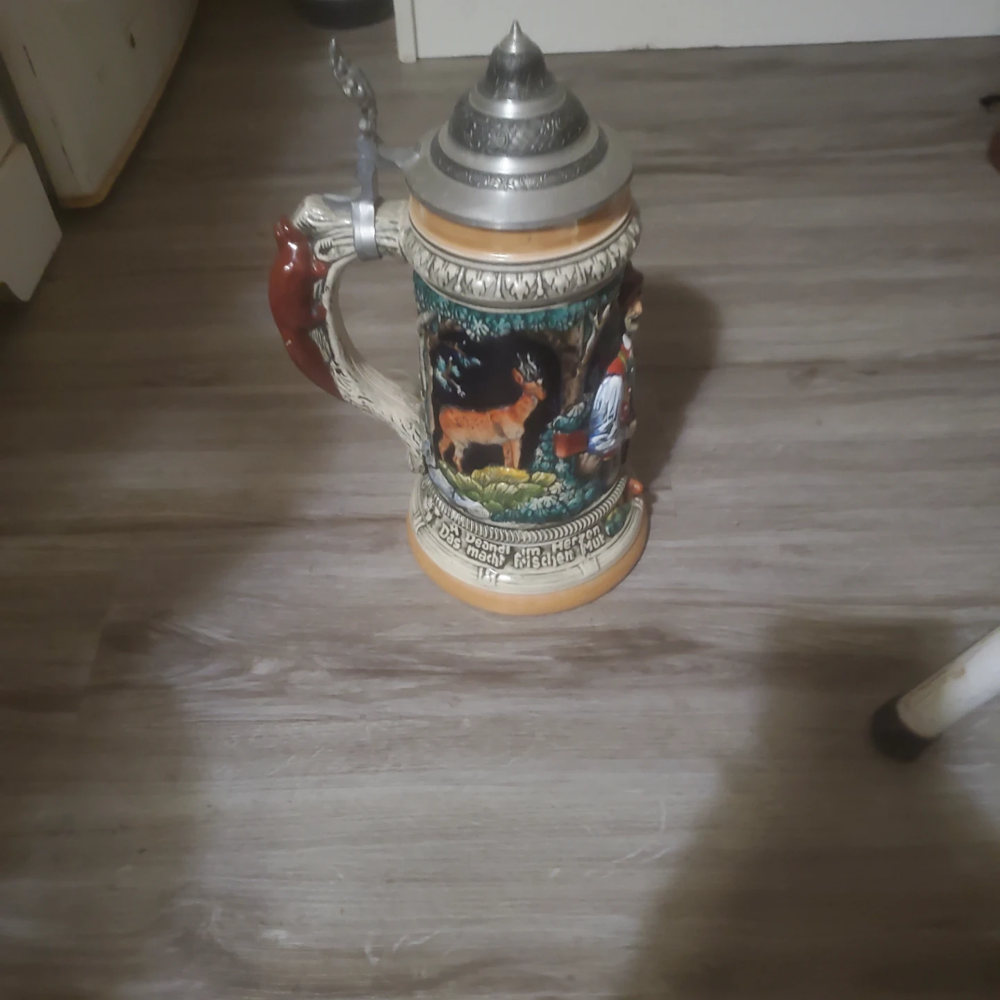 Vintage German Beer Stein with Pewter Lid
