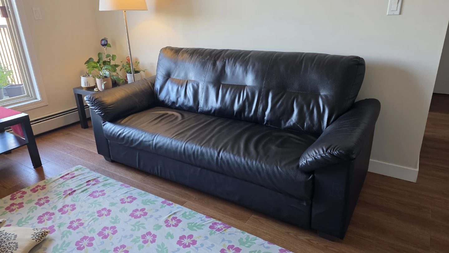 Black Leather Sofa - photo 3