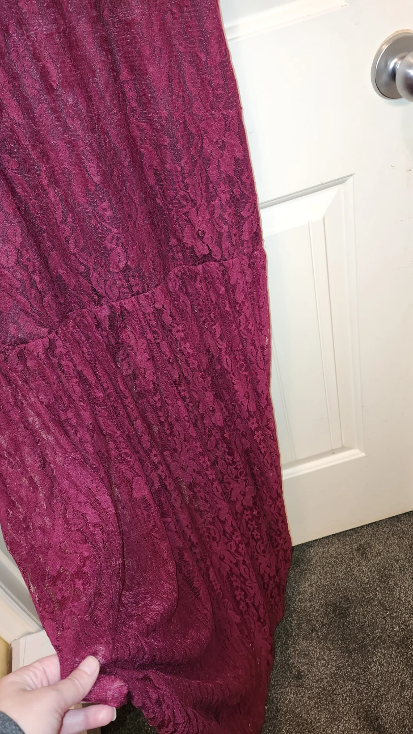 Burgundy Lace Off-the-Shoulder Maxi Dress - photo 3