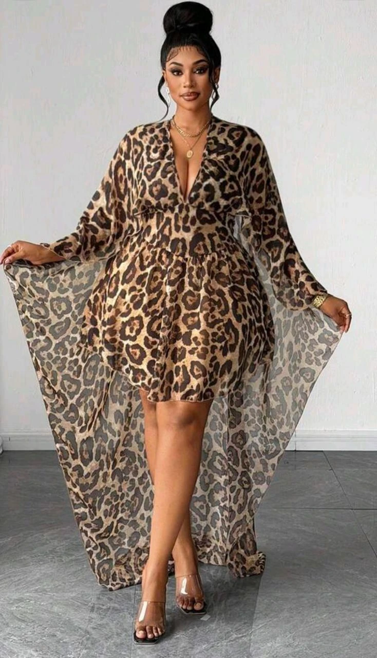 Leopard Print High-Low Dress