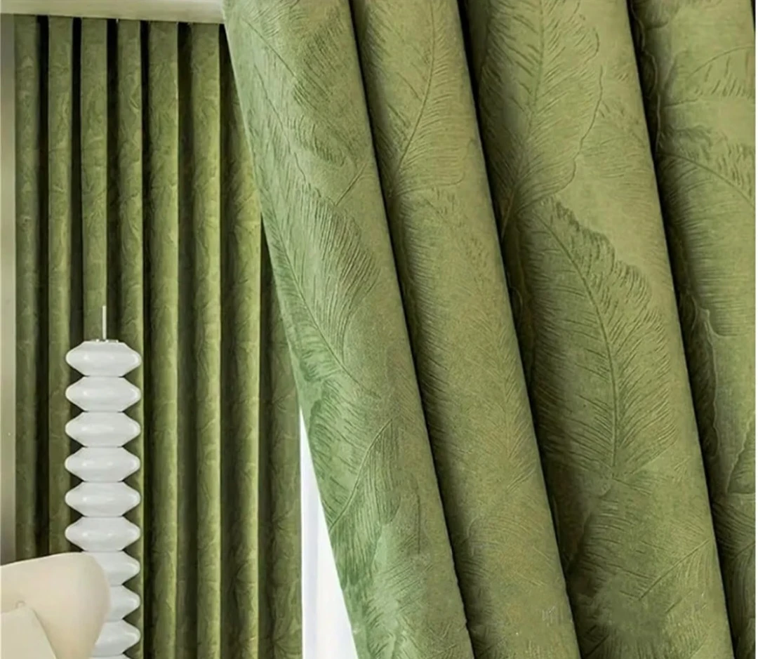 Unused Olive Green Velvet Curtains - photo 2