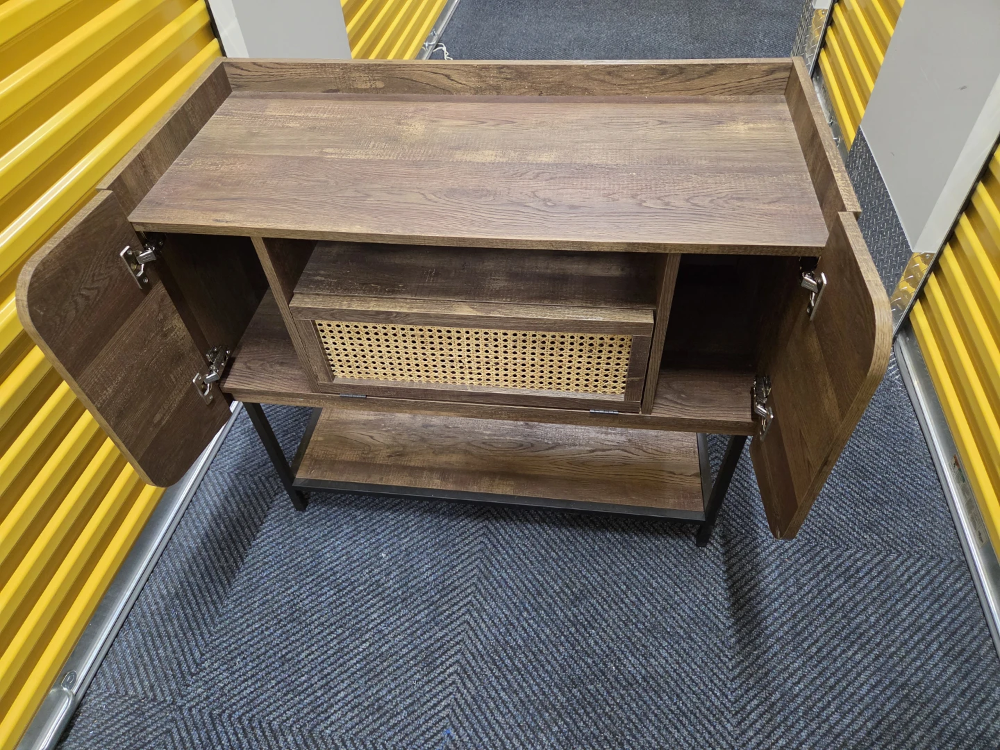 Wood and Rattan Media Console Cabinet - photo 3