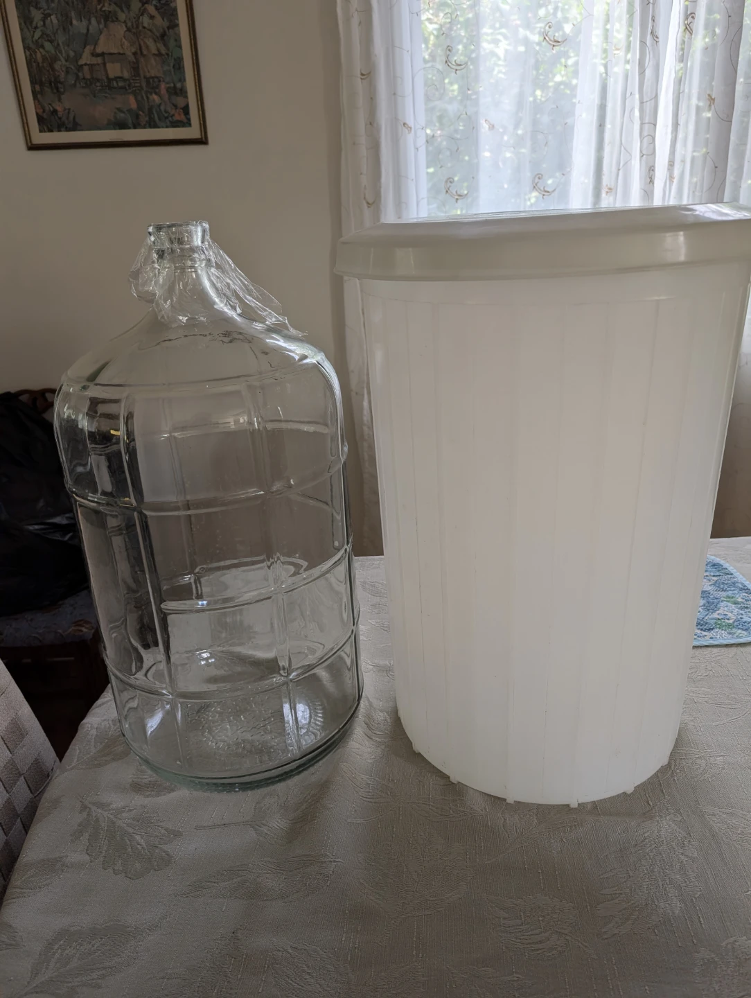 Glass Carboy and Plastic Bucket