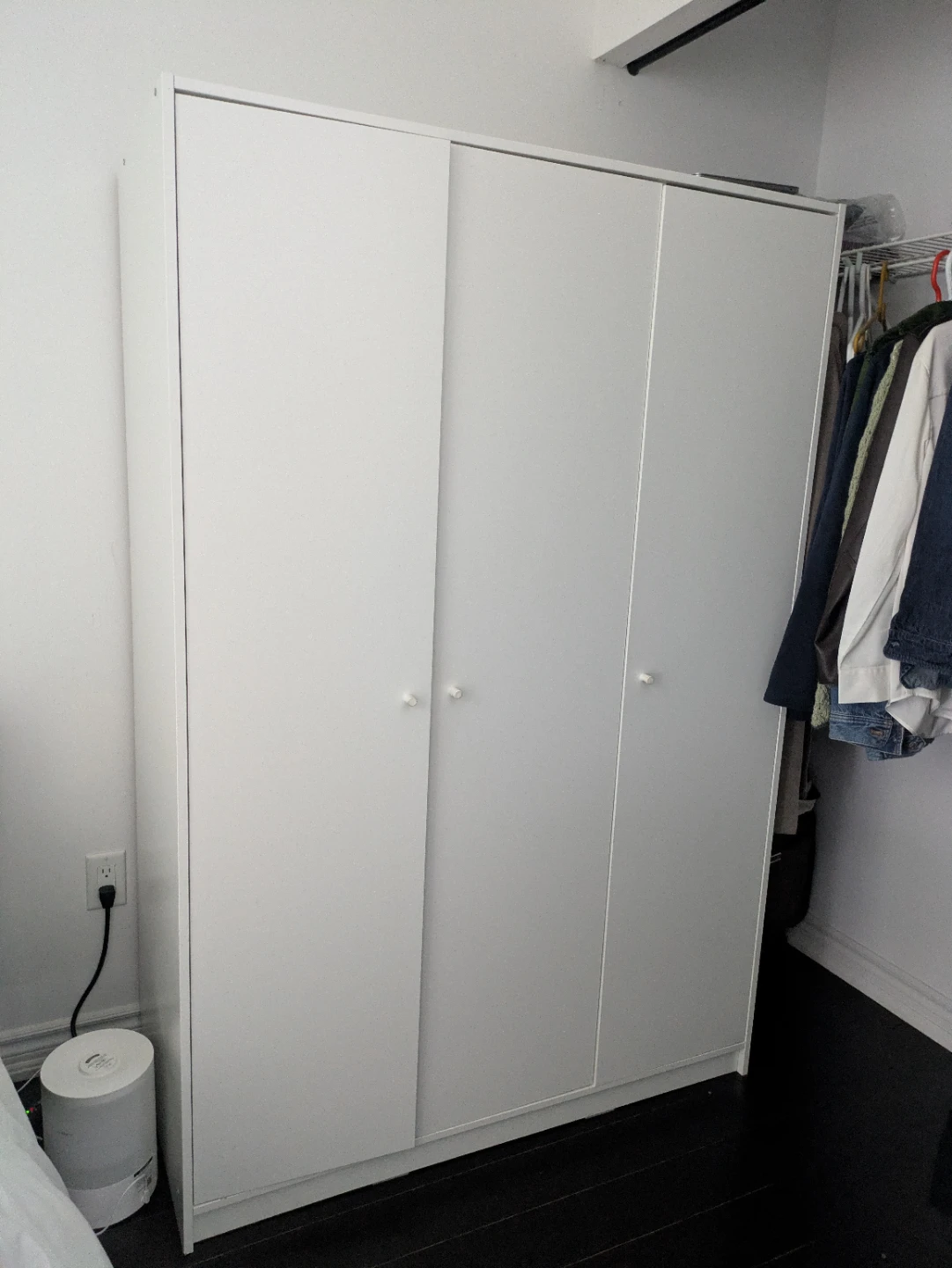 White Three-Door IKEA KLEPPSTAD Closet, white