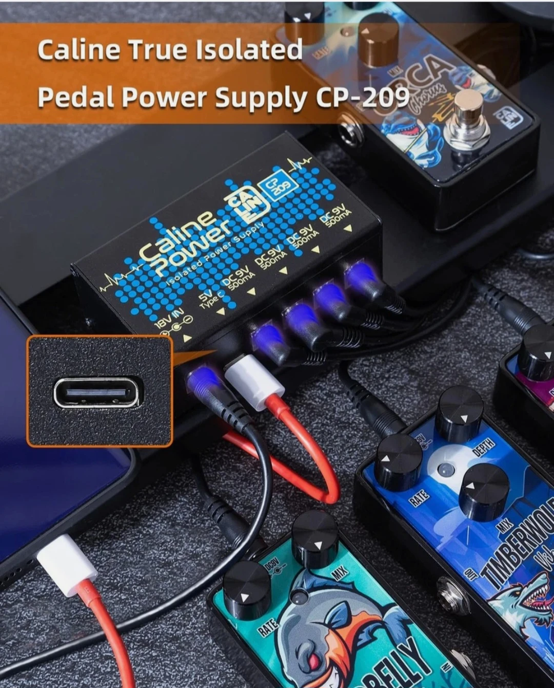 Caline Guitar Pedal Power Supply,9V 500ma / 4 ports - photo 4