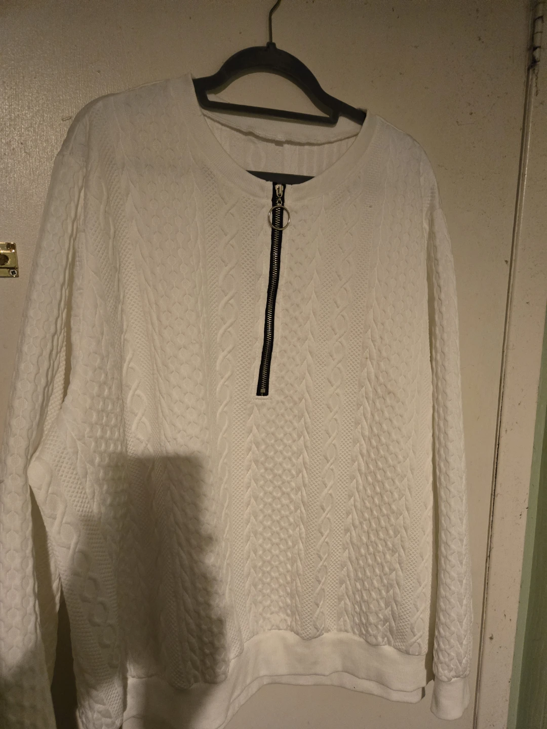 White Quarter-Zip Cable Knit Sweater - photo 3