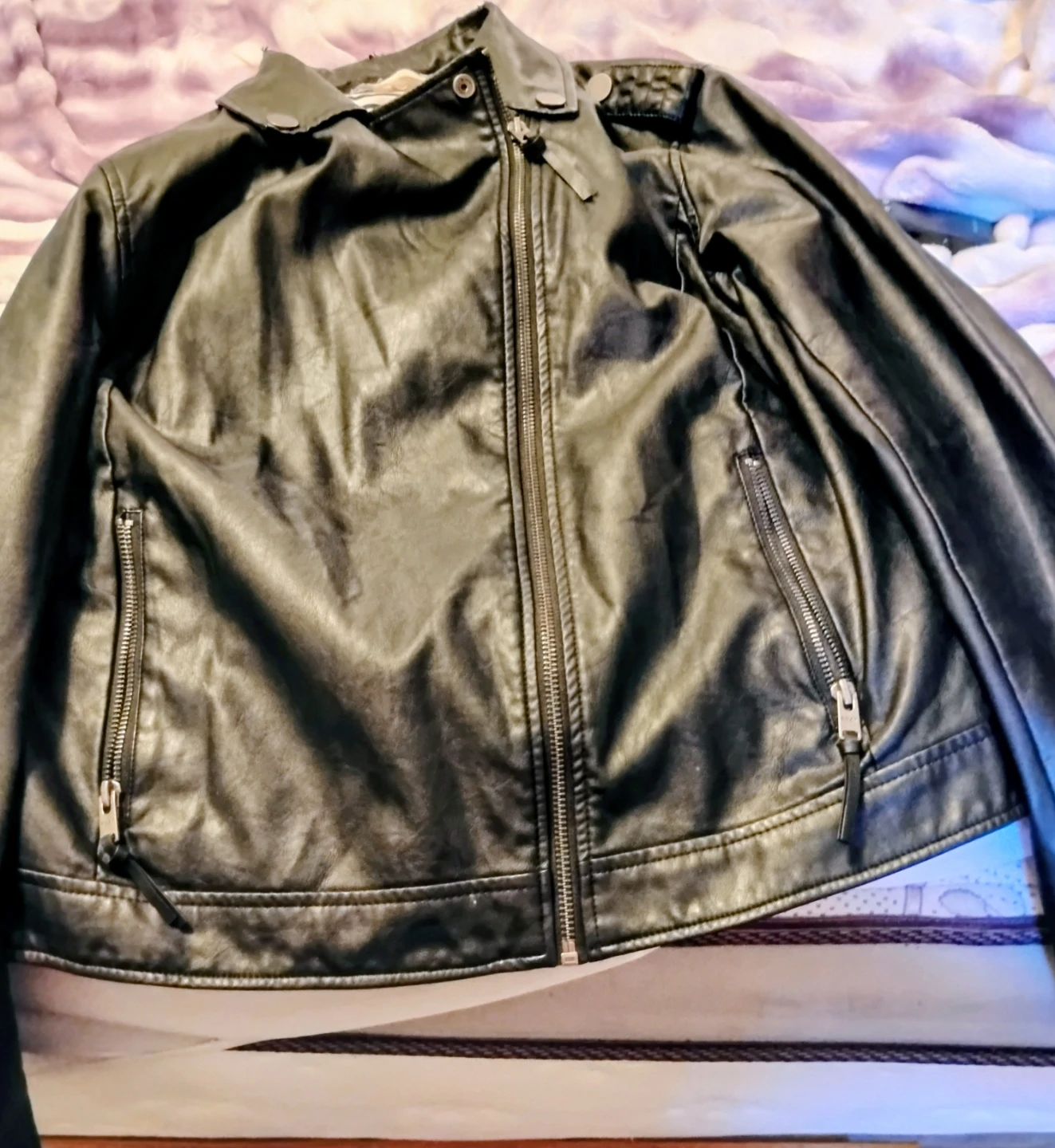 Roxy black faux leather motorcycle jacket