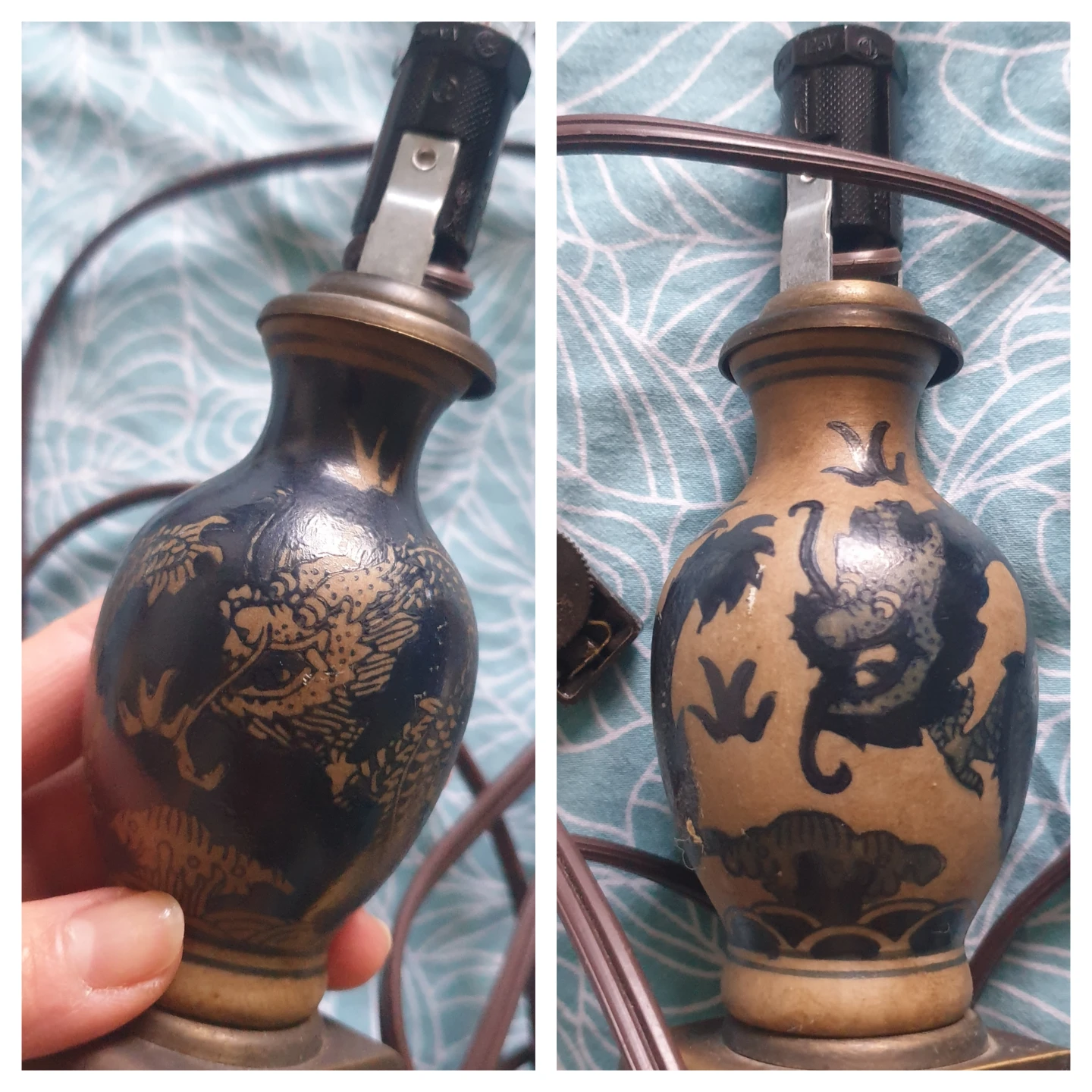 Vintage Chinese Porcelain Dragon Lamps x2 - photo 5