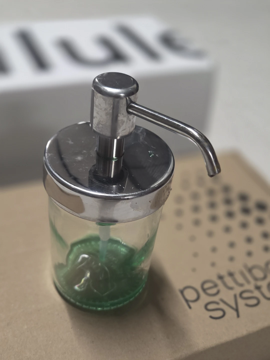 Glass Soap Dispenser with Chrome Pump - photo 2
