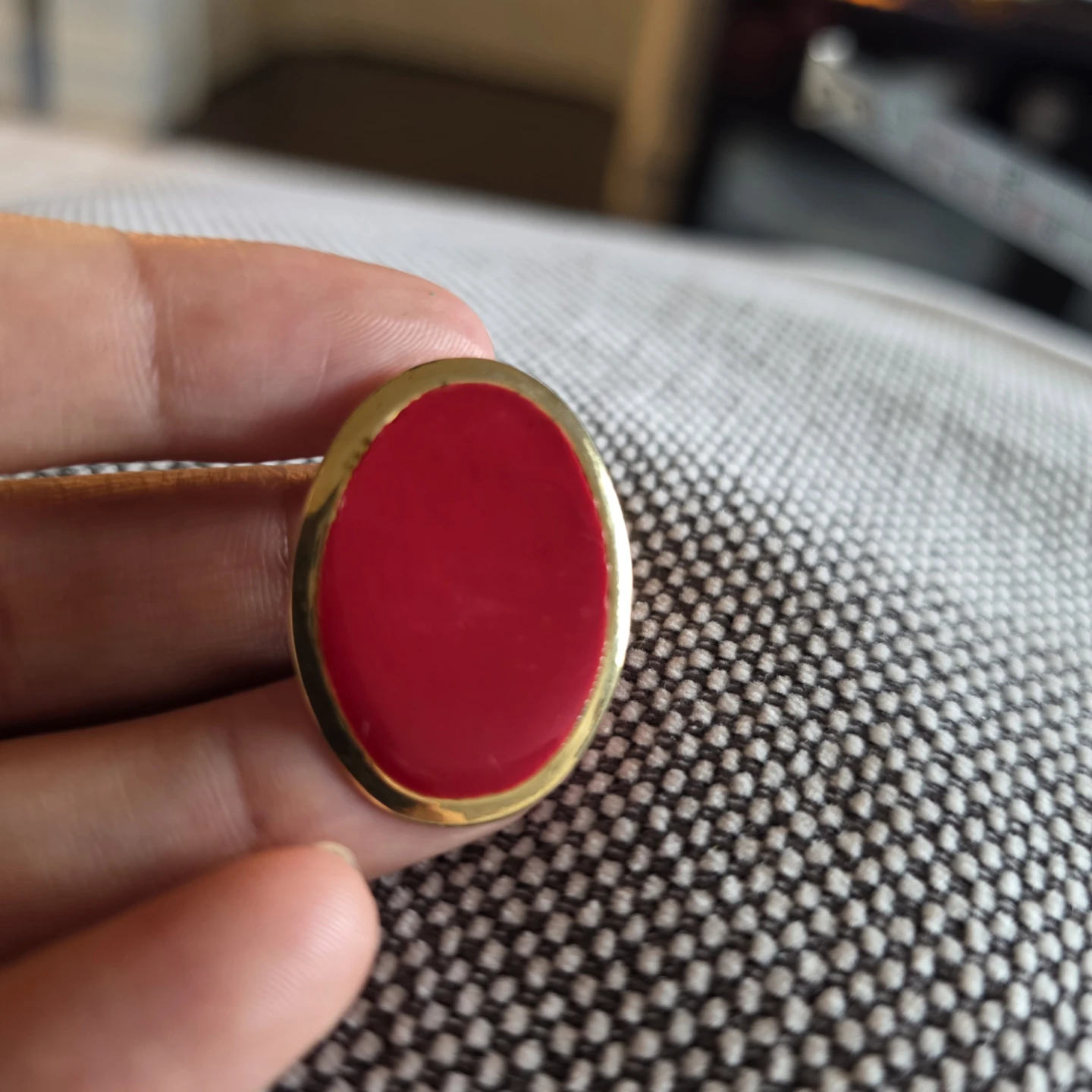 Vintage Gold Tone Red Oval Clip-On Earrings - photo 5