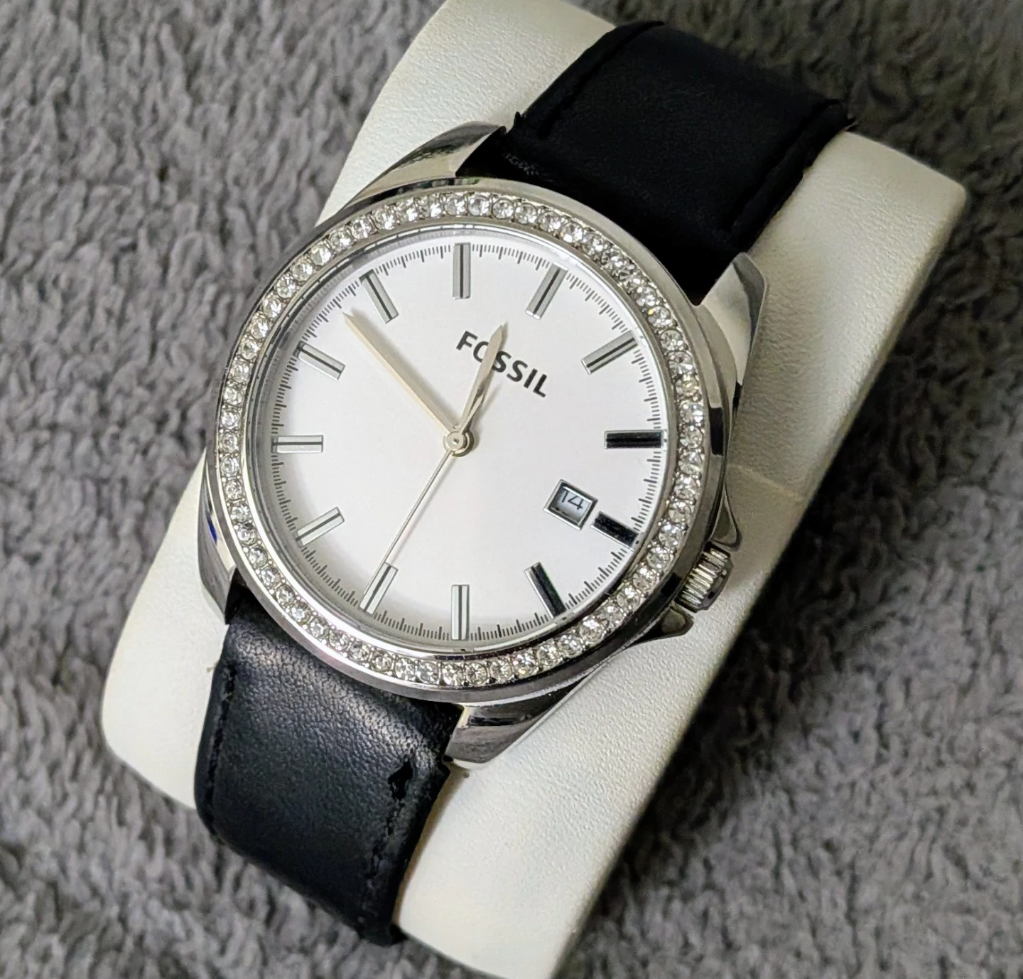 Fossil Women's Watch with Crystal Bezel - White Dial