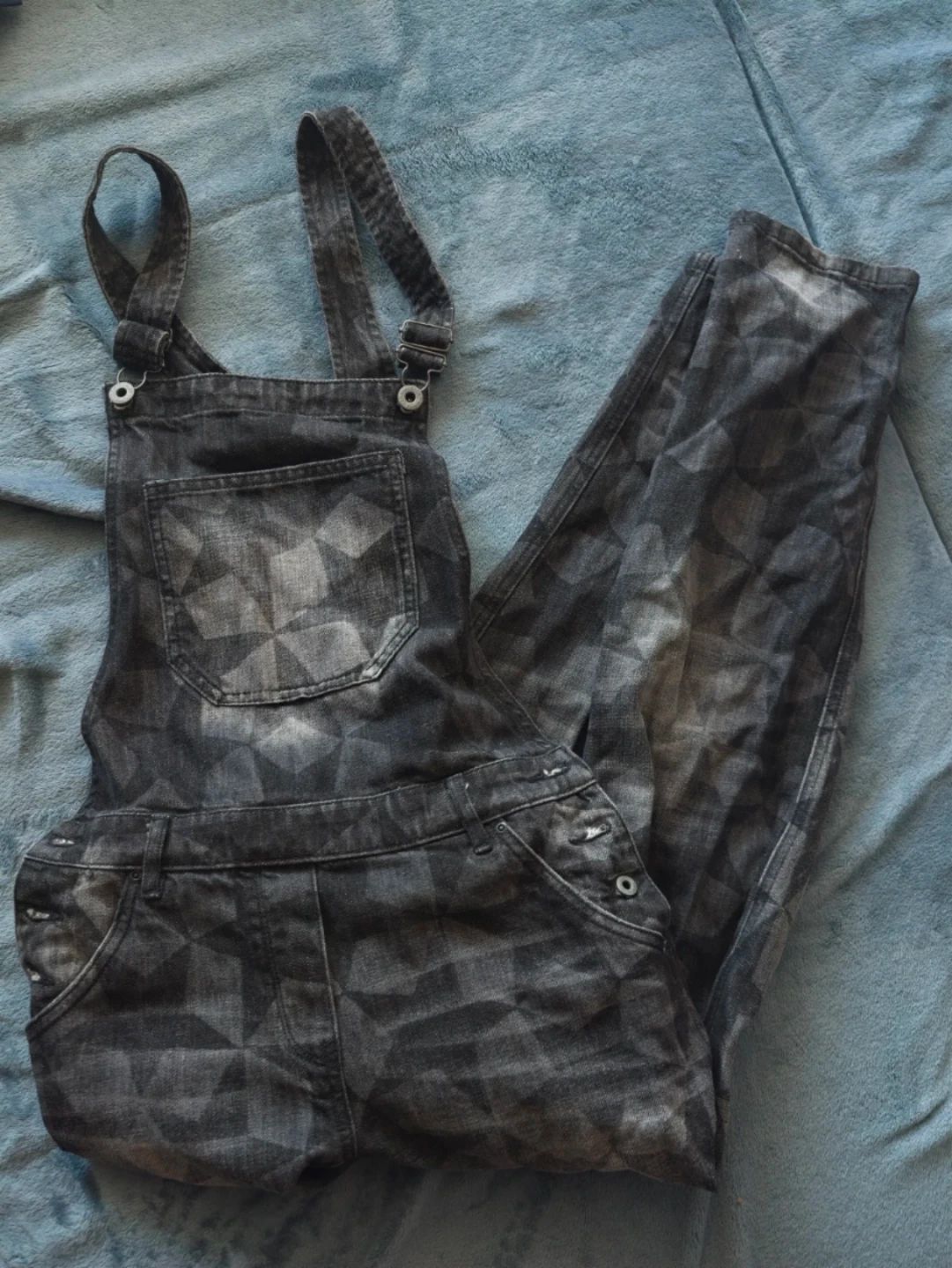Women's black stars denim overalls