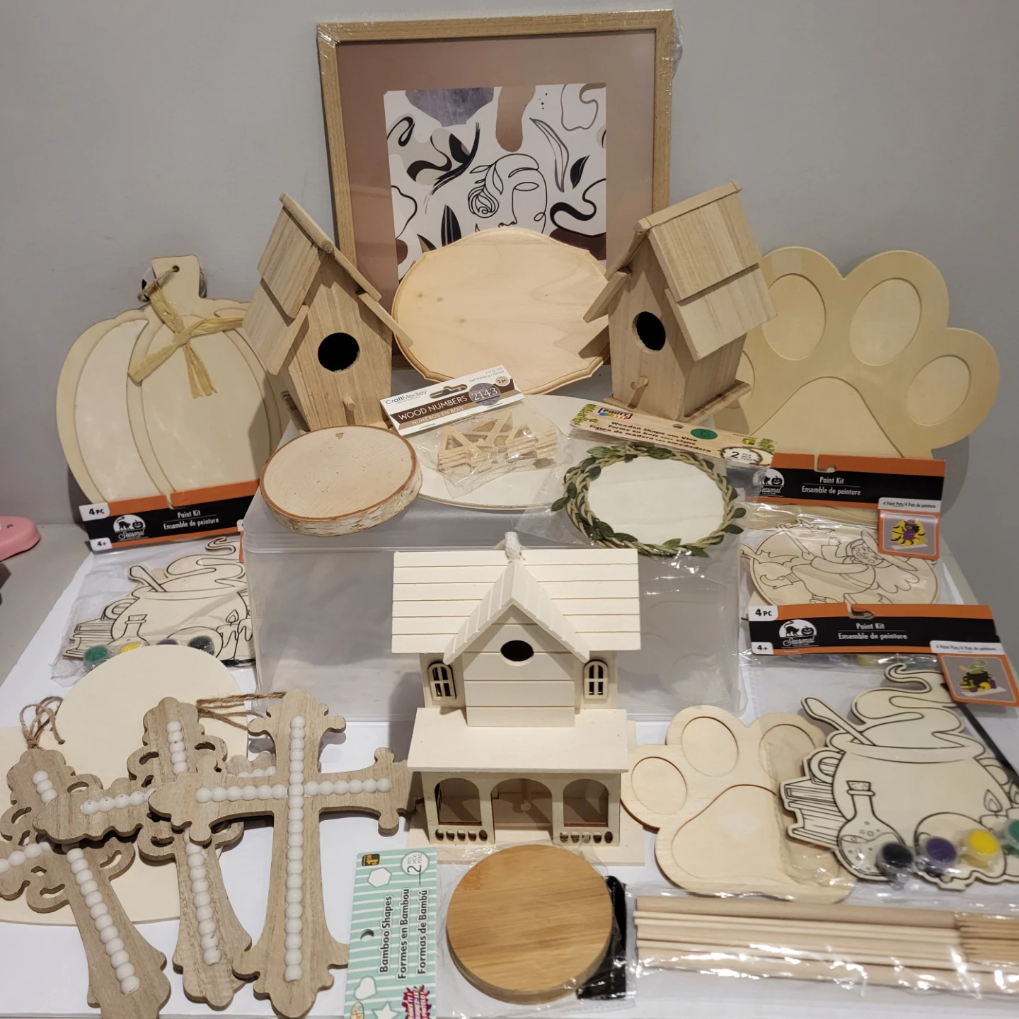 Assorted DIY Wooden Craft Supplies Lot