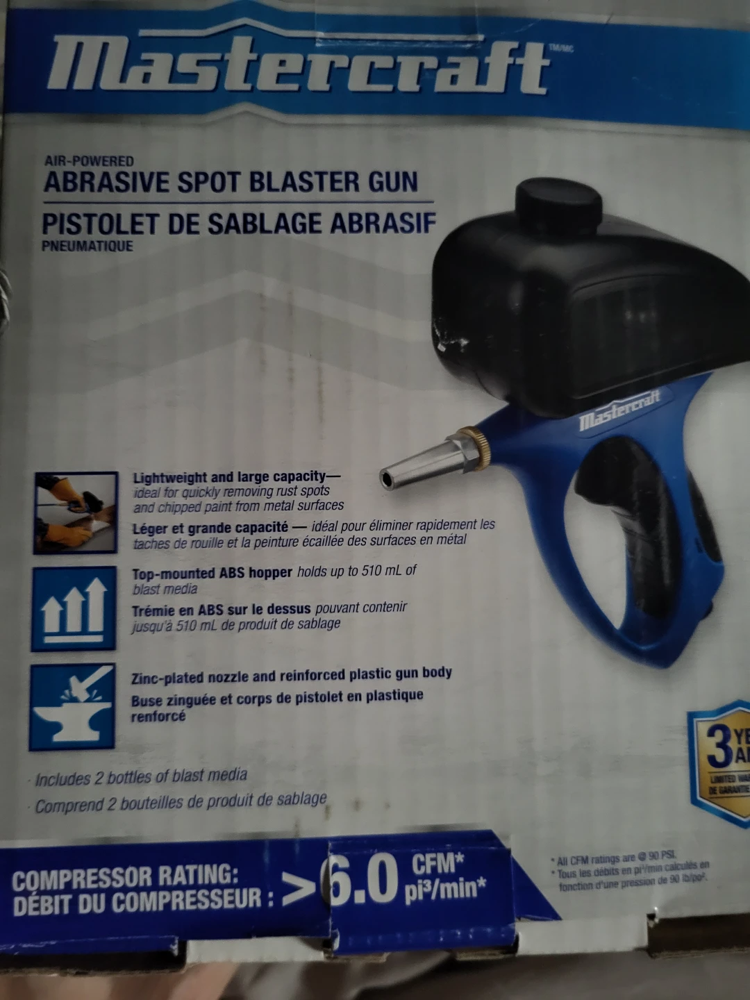 Air powered sandblaster gun