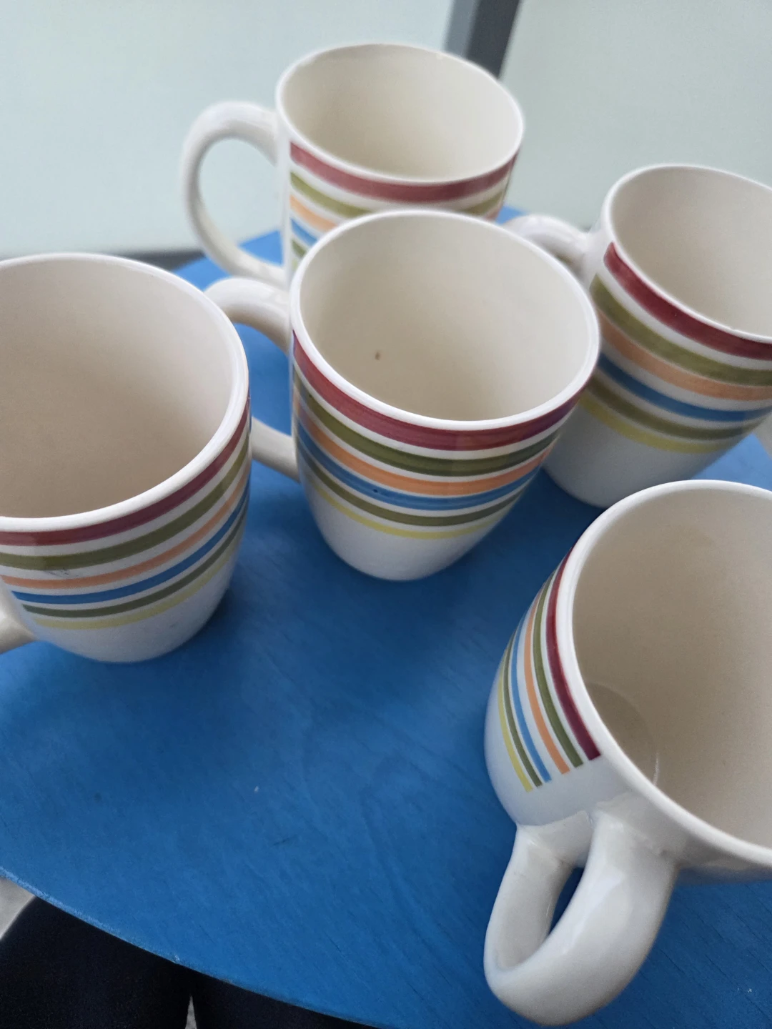 Set of 5 Multicoloured Striped Ceramic Mugs - photo 3