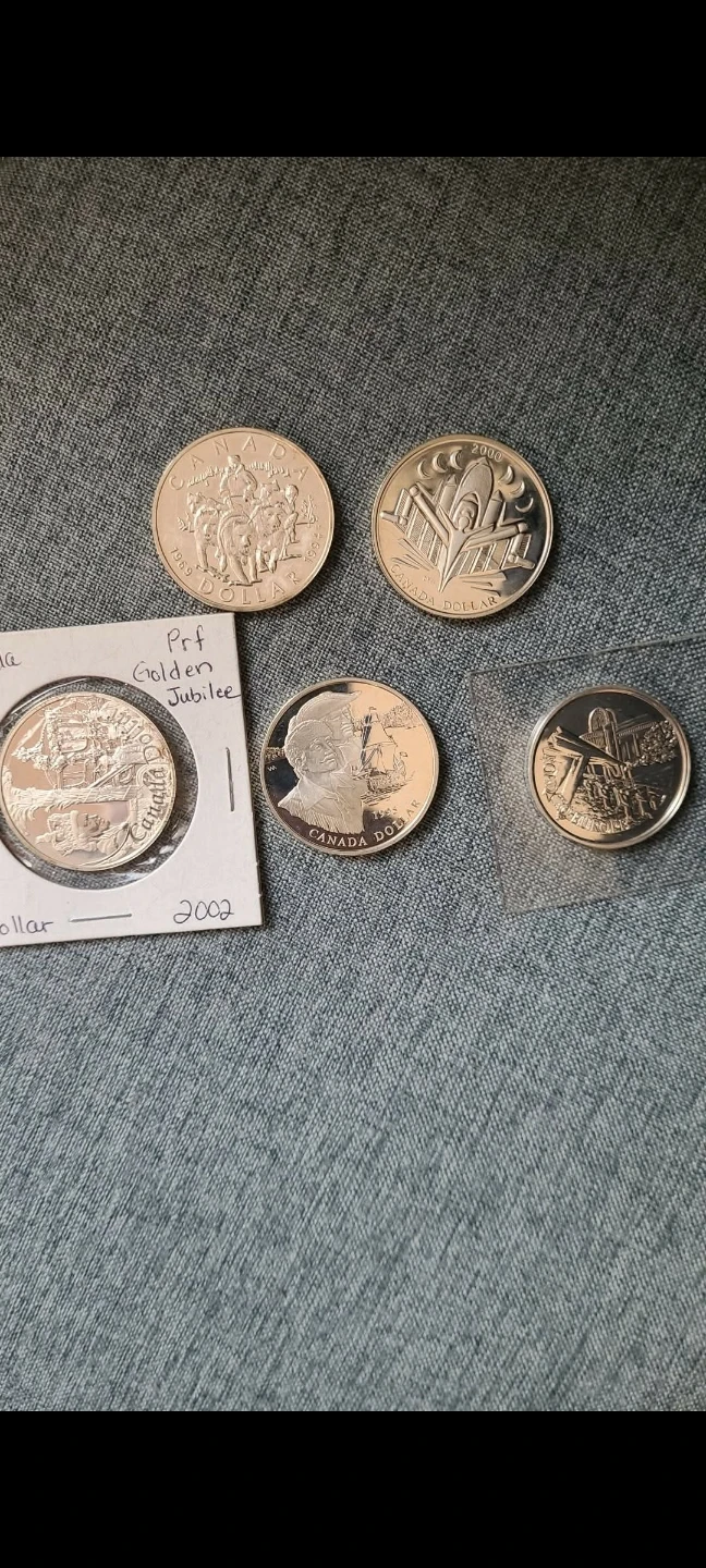 5 Silver Dollars and coins