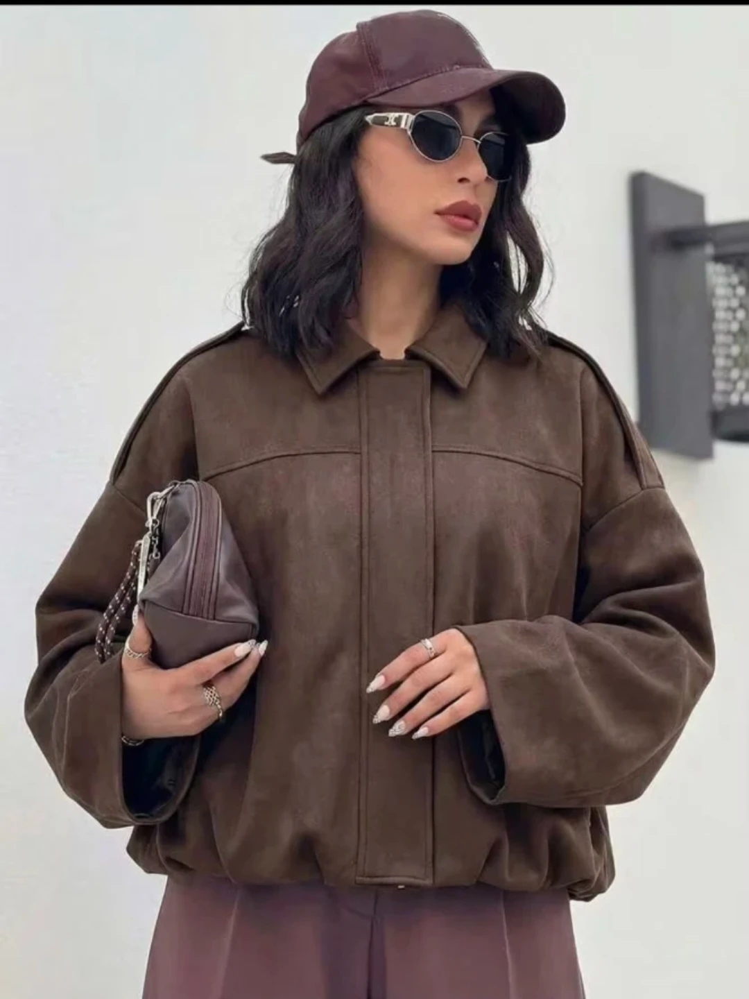 Brown Suede Bomber Jacket - photo 3