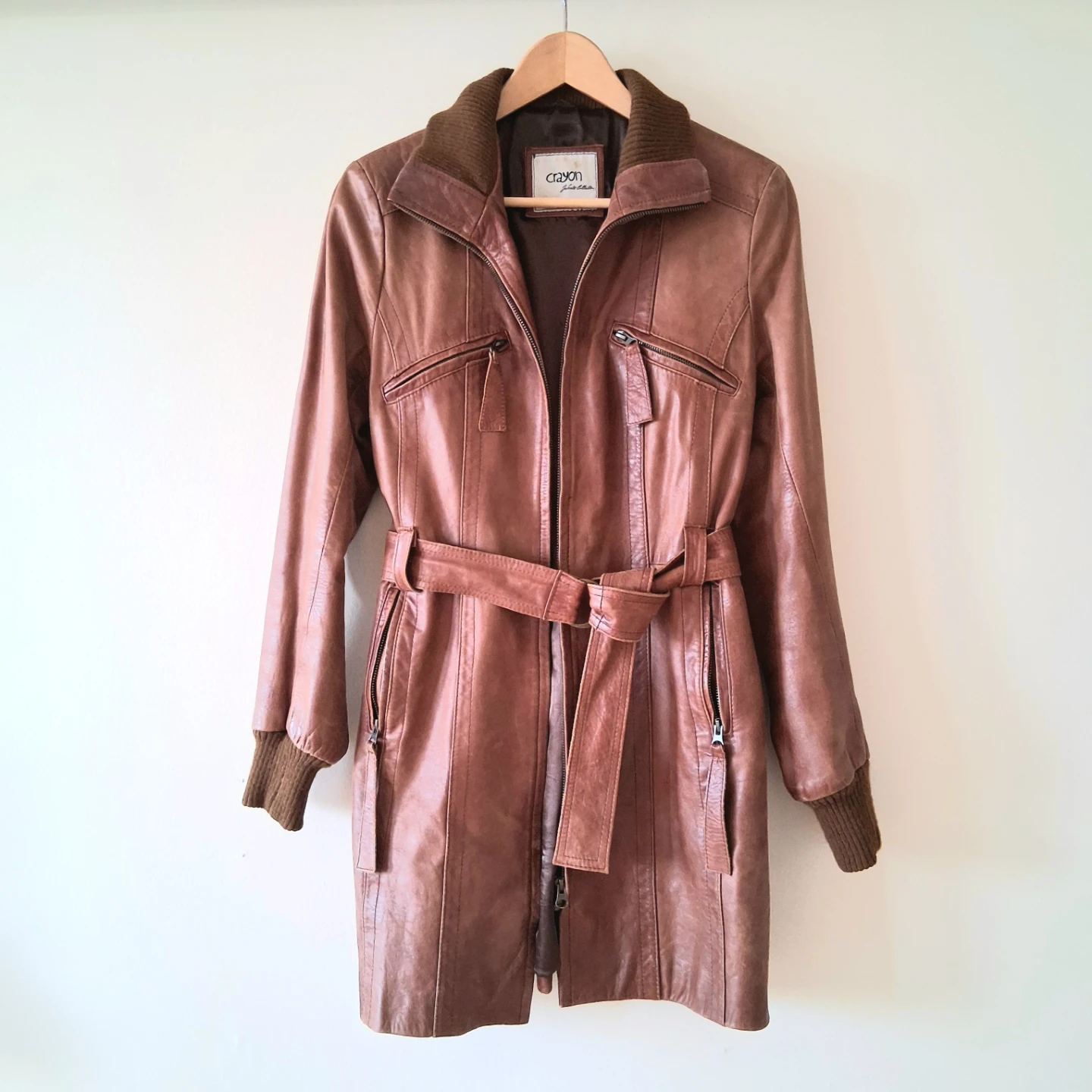 Genuine Leather Trench Coat, Women Sz S/M