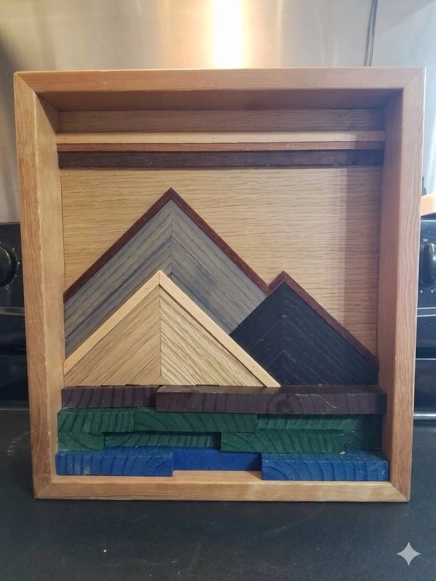 Mountain landscape wooden wall art - photo 3