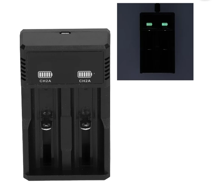 Battery Charger with 2x 2600mAh Button Top Rechargable Batteries