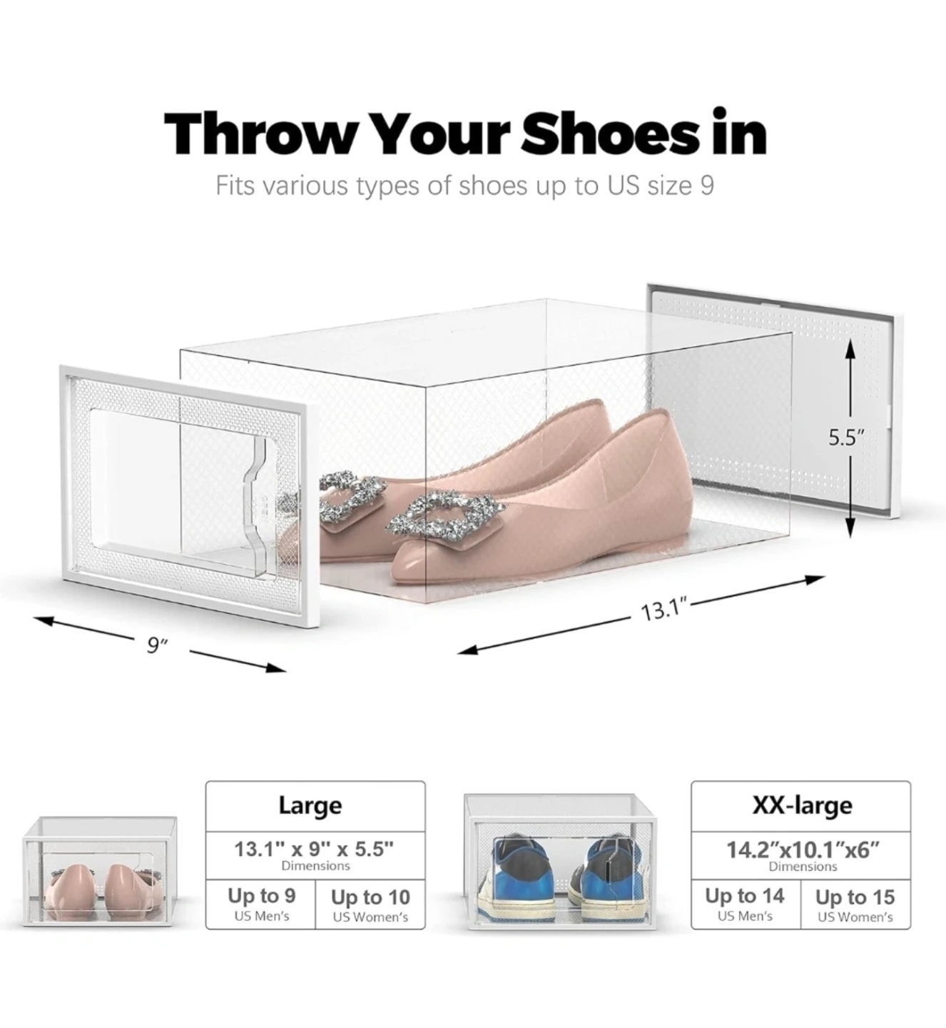 Large Clear Stackable Shoe Storage Boxes. 5pc 🏈