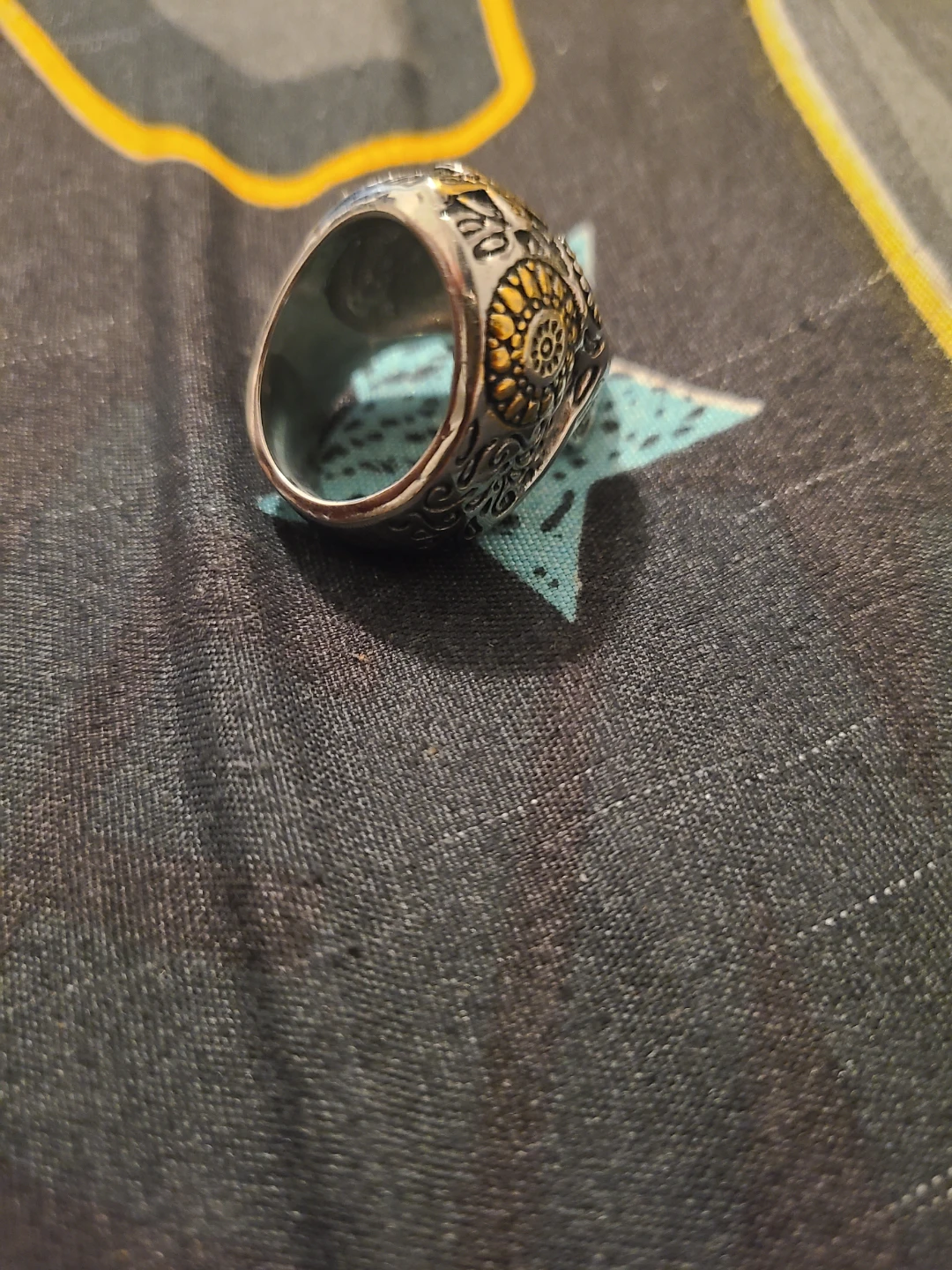 Sugar Skull Ring with Blue Gemstones - photo 3