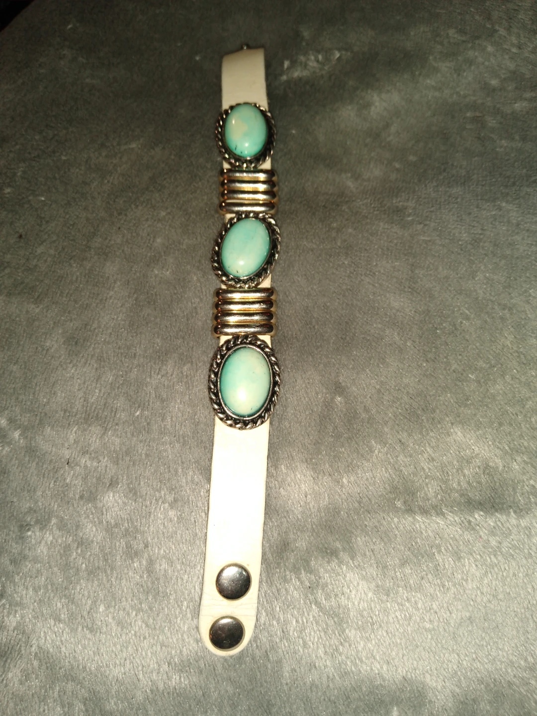 Vintage Navajo leather and turquoise bracelet