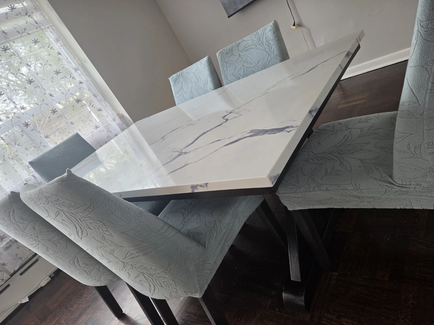 Marble table set with 6 chairs