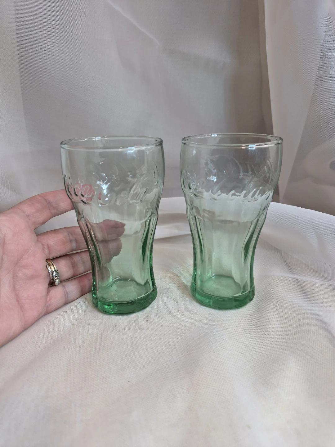 Pair of 4 1/2" x 2 1/2" Coca-Cola Glasses Coke Glasses - photo 5
