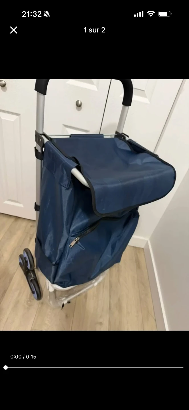 Blue Shopping Cart and Grey Office Chair - photo 2