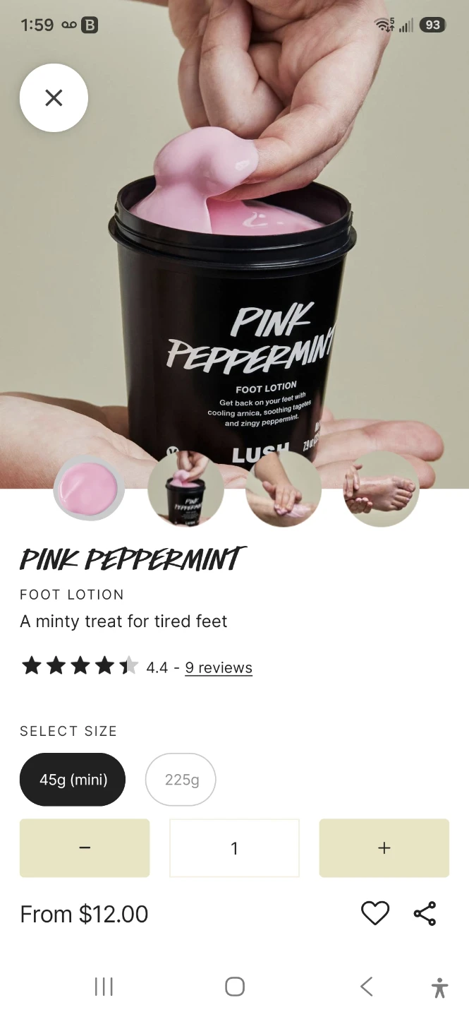 Lush Pink Peppermint Foot Lotion 45g