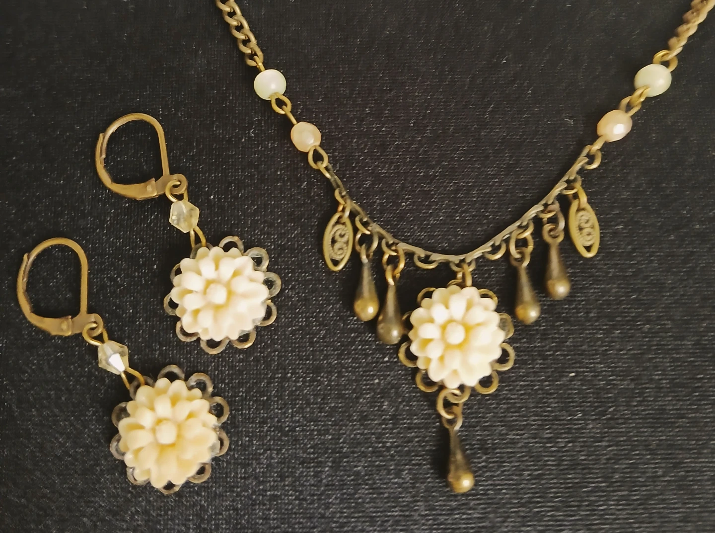 Vintage-Style Floral Necklace and Earring Set - photo 2