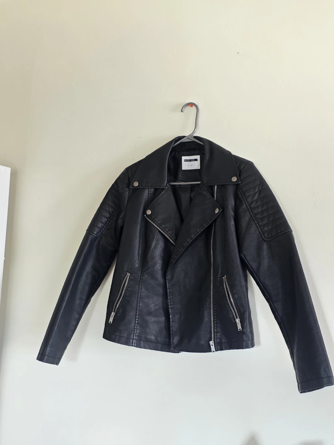 Noisy May Black Faux Leather Biker Jacket - photo 2