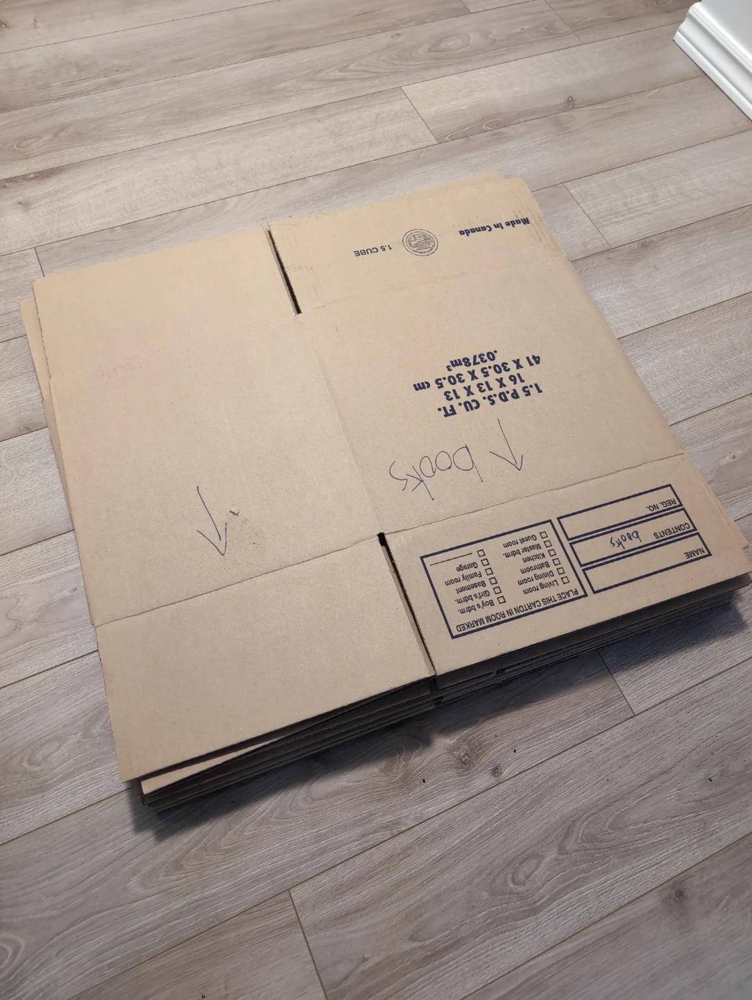 Cardboard moving boxes