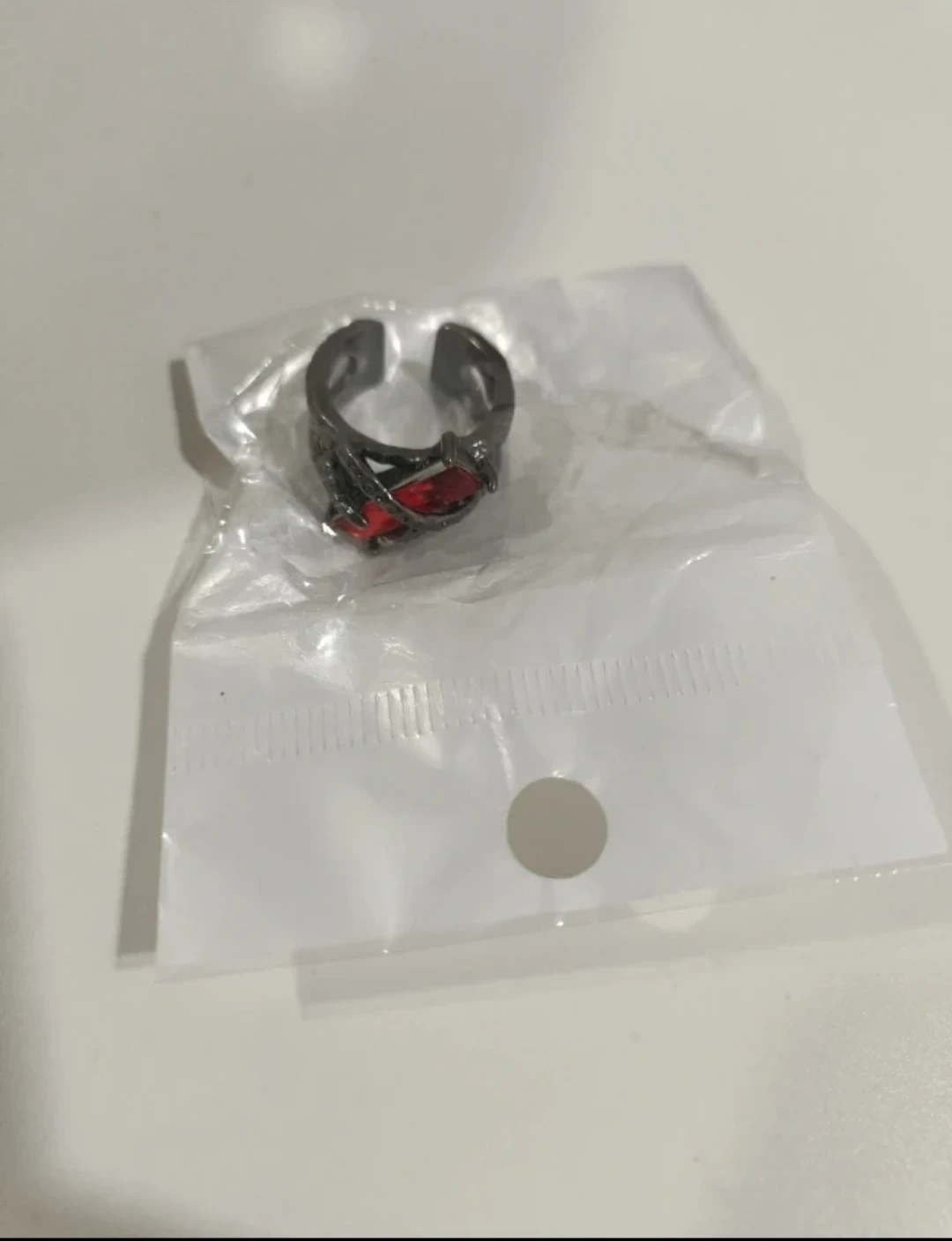 Red stone open ring - photo 2